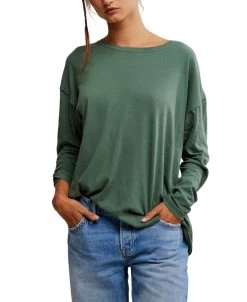 FREE PEOPLE Nina Tee Long Sleeve In Topiary