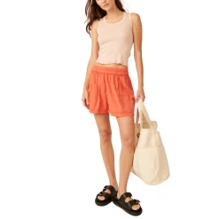 FREE PEOPLE Get Free Poplin Pull-On Shorts In Mandarin Red