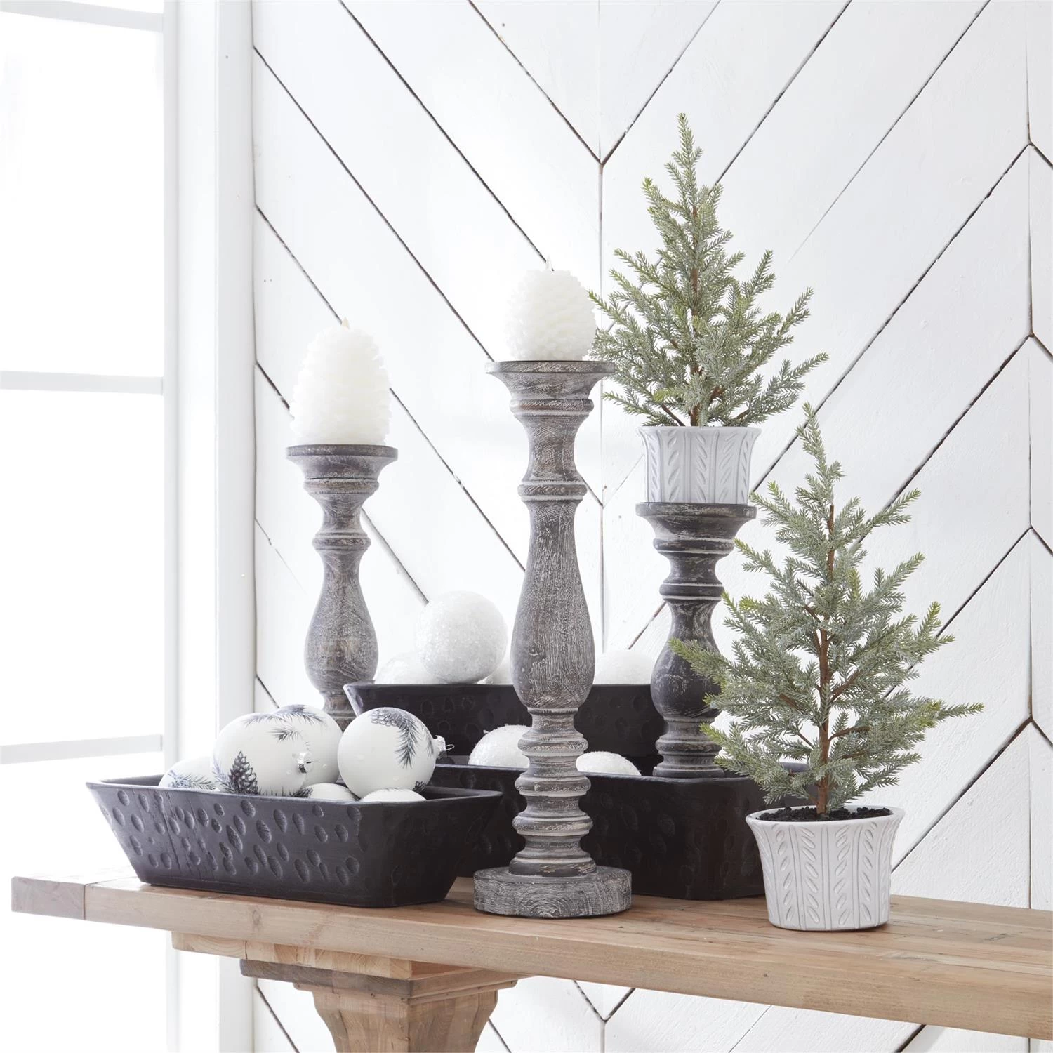 Grey Wood Candleholder - Image 2