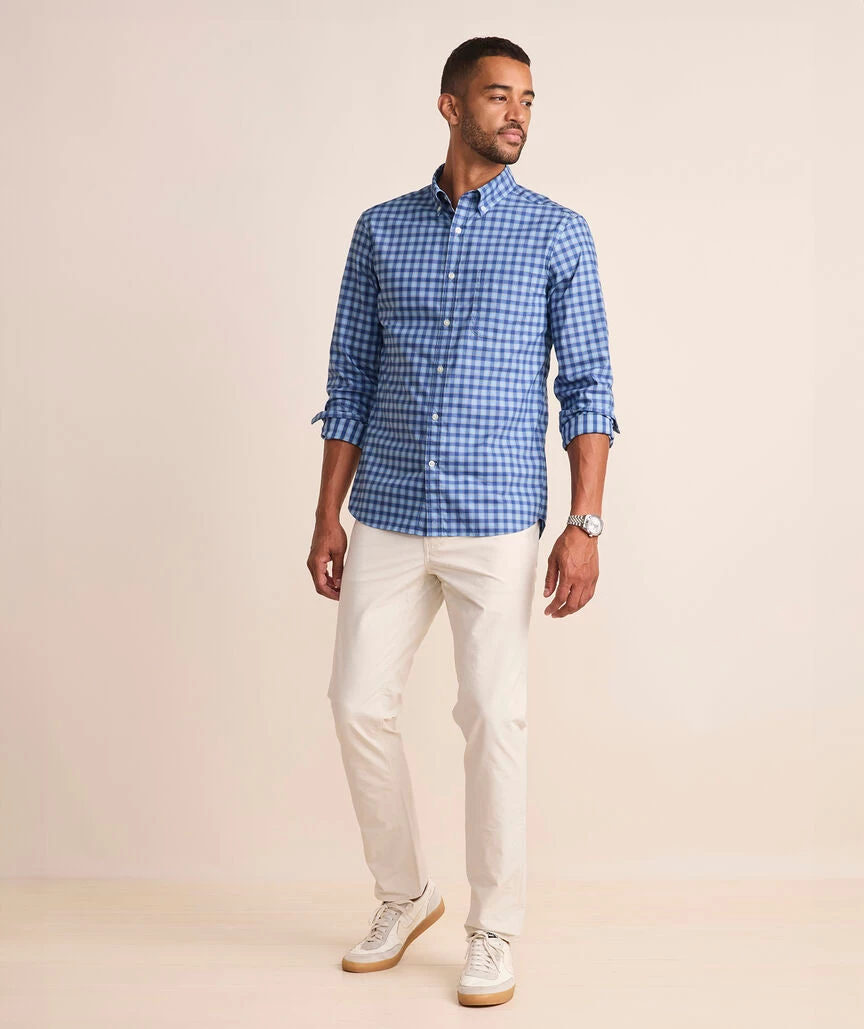 Vineyard Vines Plaid On-The-Go BRRR Shirt In Moonshine PLD - Image 3