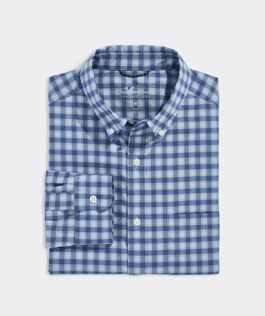 Vineyard Vines Plaid On-The-Go BRRR Shirt In Moonshine PLD - Image 6