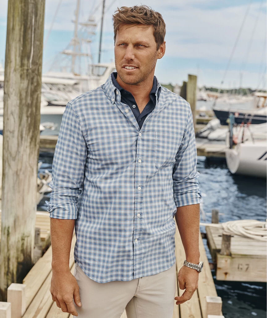 Vineyard Vines Plaid On-The-Go BRRR Shirt In Moonshine PLD - Image 2