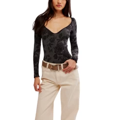 FREE PEOPLE Send Love Long Sleeve Bodysuit