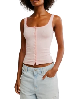 FREE PEOPLE End Game Pointelle Tank In Blossom