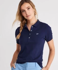 Vineyard Vines Heritage Pique Polo In Navy