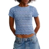 FREE PEOPLE Allure Blue Angelina Lace Tee