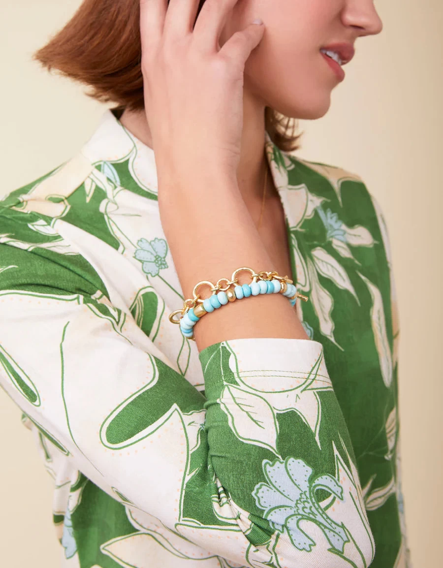 Turquoise Shell Charmed Bracelet - Image 2