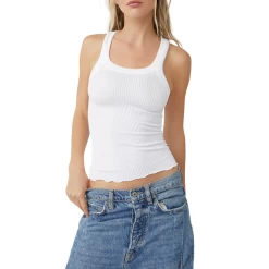 FREE PEOPLE Ribbed Seamless Tank In White