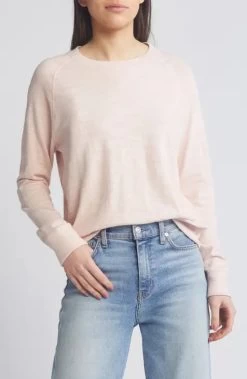 Sunwashed Slub Crewneck In Pink