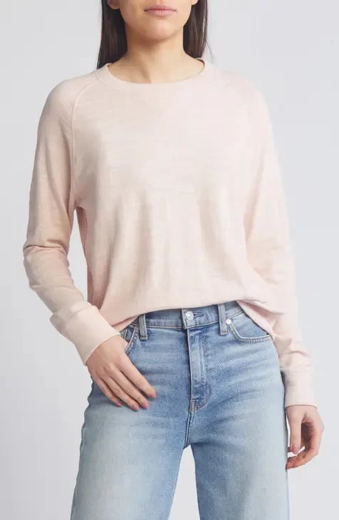 Sunwashed Slub Crewneck In Pink