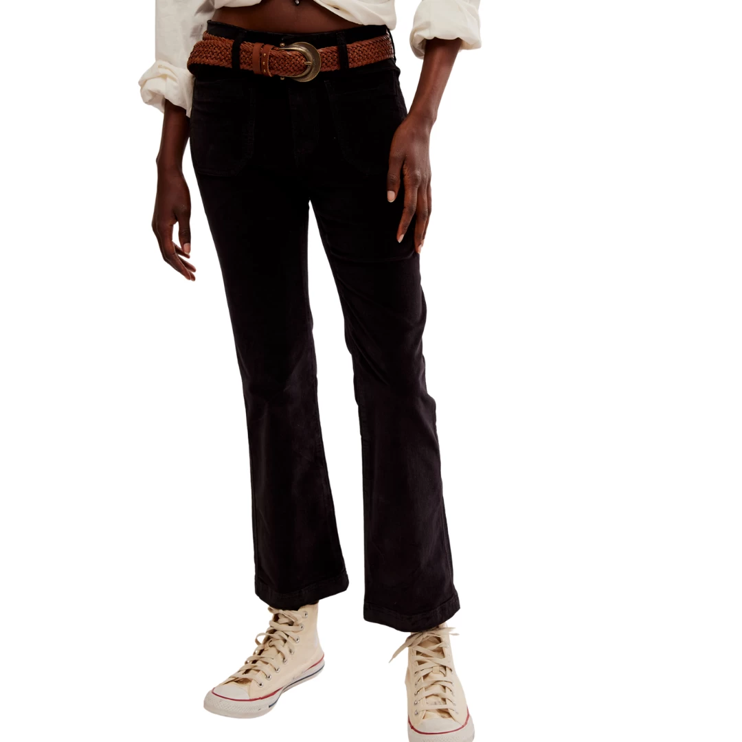 FREE PEOPLE High Time Kick Flare In Black