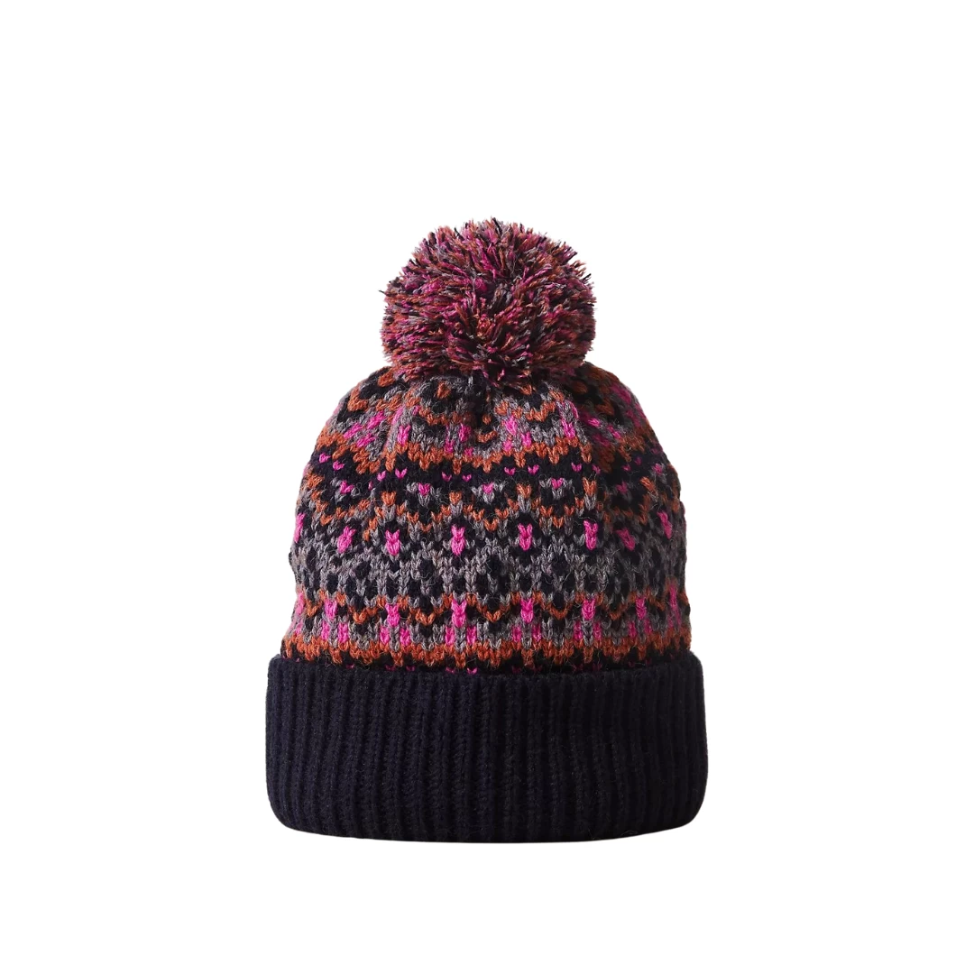 FREE PEOPLE First Frost Fairisle Pom Beanie In Navy