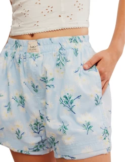 FREE PEOPLE Day To Day Floral Boxer Chambray Combo