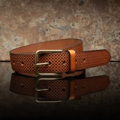 Embossed Golf Belt In Brown