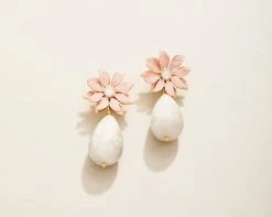 Pink Floral Dew Drop Earrings