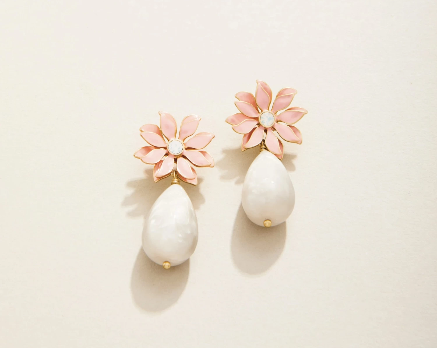 Pink Floral Dew Drop Earrings