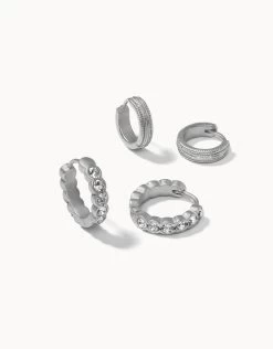 Crystal Hoop Set In Silver