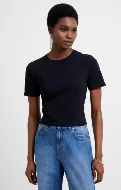 French Connection Rallie Cotton Crew Tee In Black