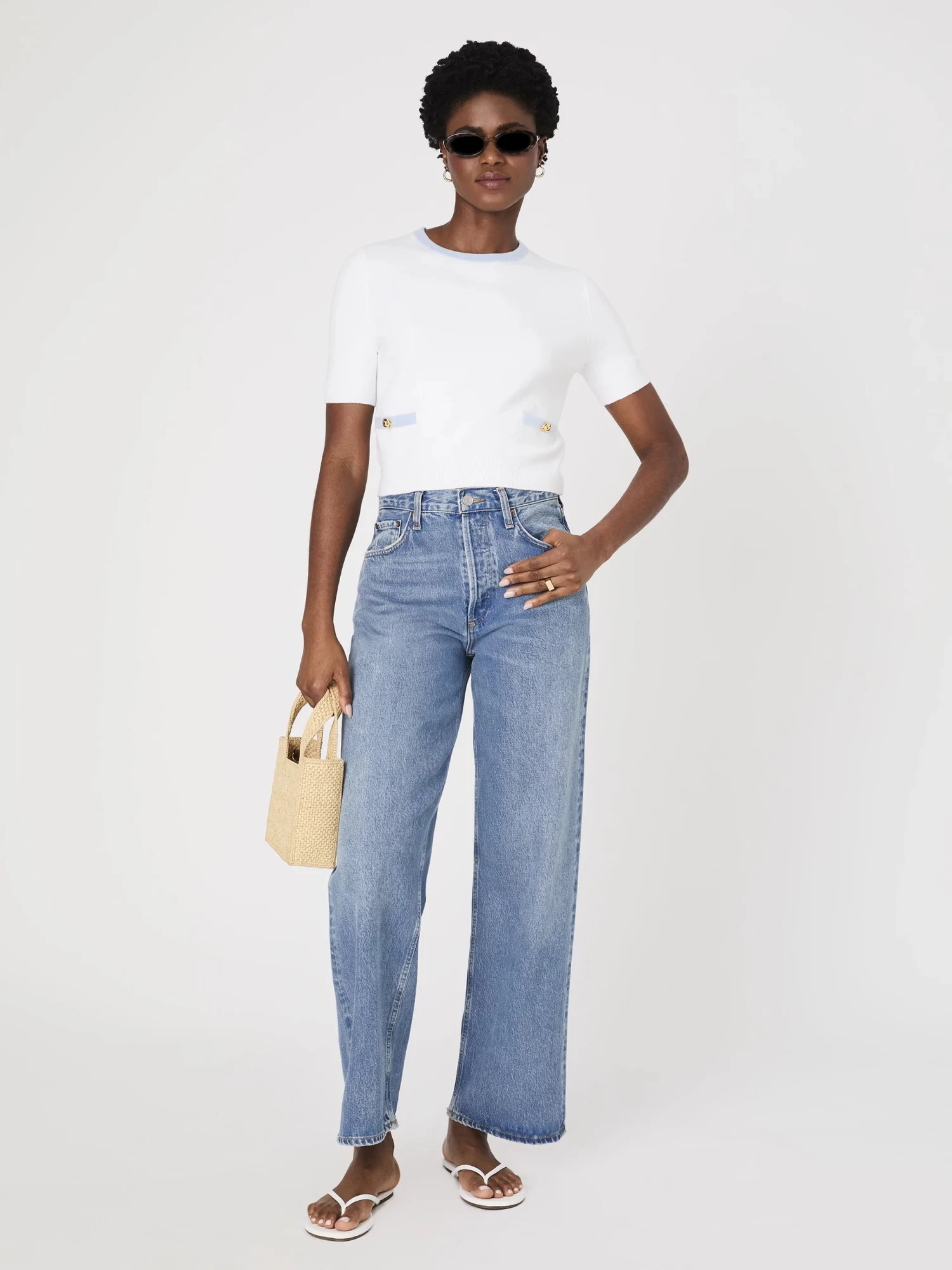 French Connection Sky Blue Babysoft Short Sleeve Top - Image 2