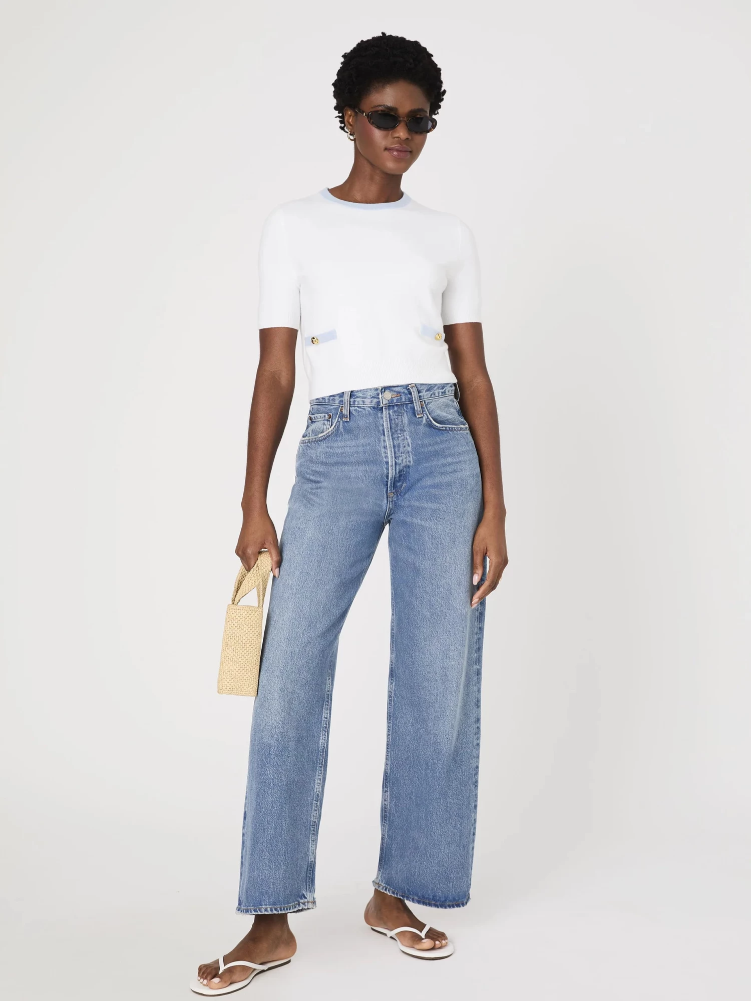 French Connection Sky Blue Babysoft Short Sleeve Top - Image 3