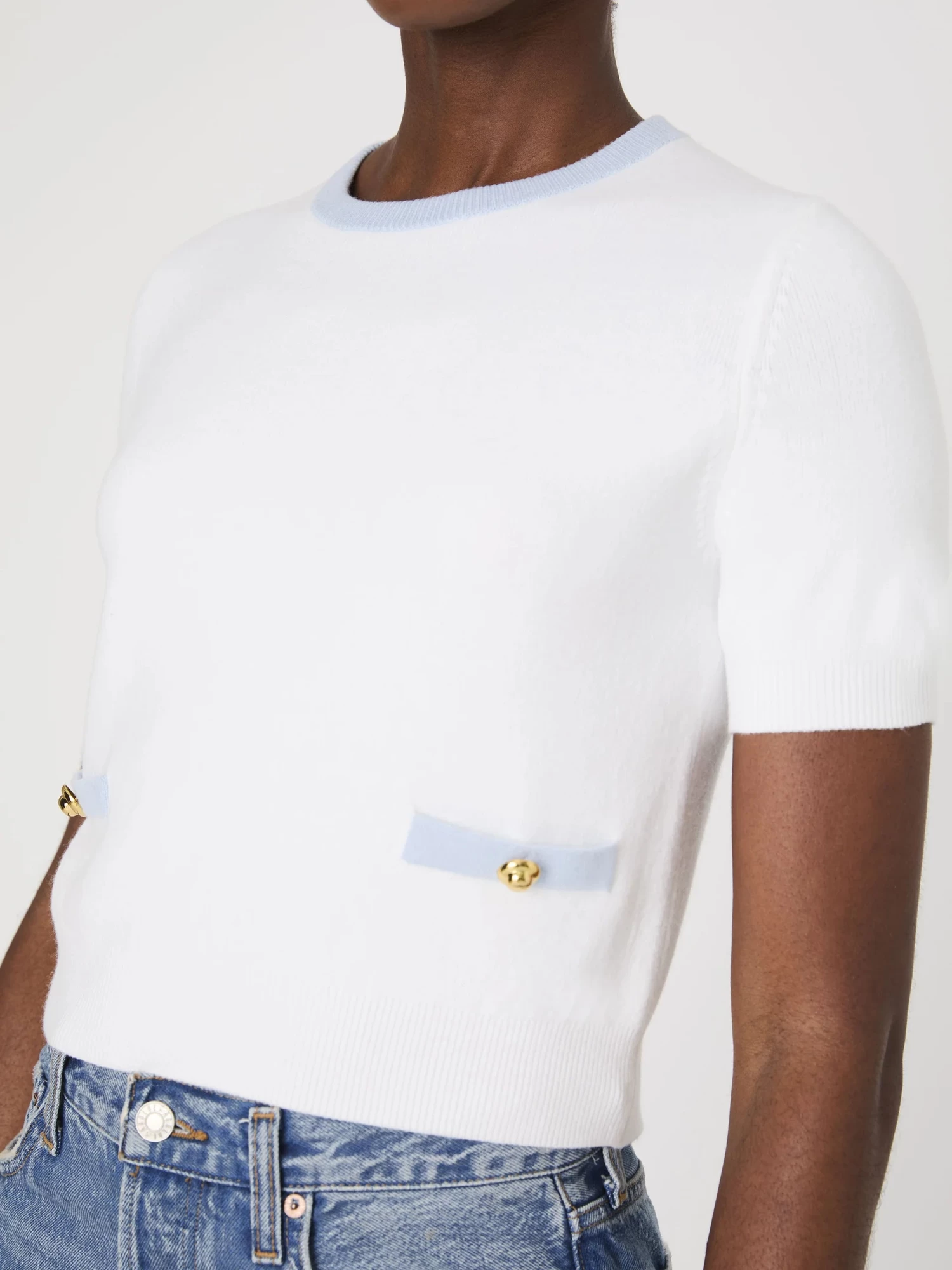 French Connection Sky Blue Babysoft Short Sleeve Top - Image 4