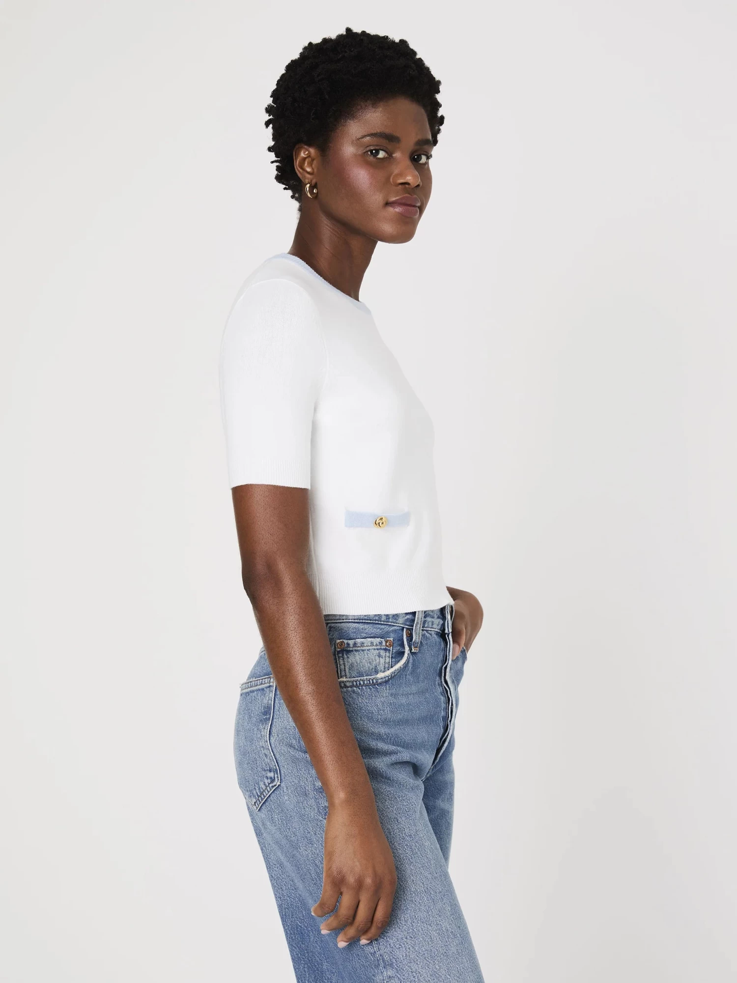 French Connection Sky Blue Babysoft Short Sleeve Top - Image 5