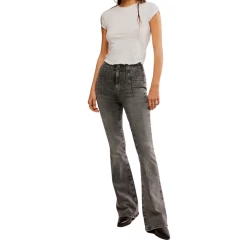 FREE PEOPLE Jayde Flare Jeans In Ridge Grey
