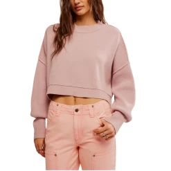FREE PEOPLE Easy Street Crop Pullover In Lost Petal