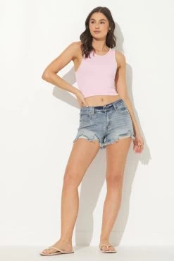 Pink High Neck Seamless Tank