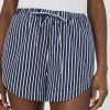 French Connection Alexis Cotton Drawstring Striped Shorts In Marine Summer White