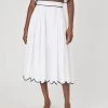 French Connection Alexis Cotton Scallop Midi Skirt In White