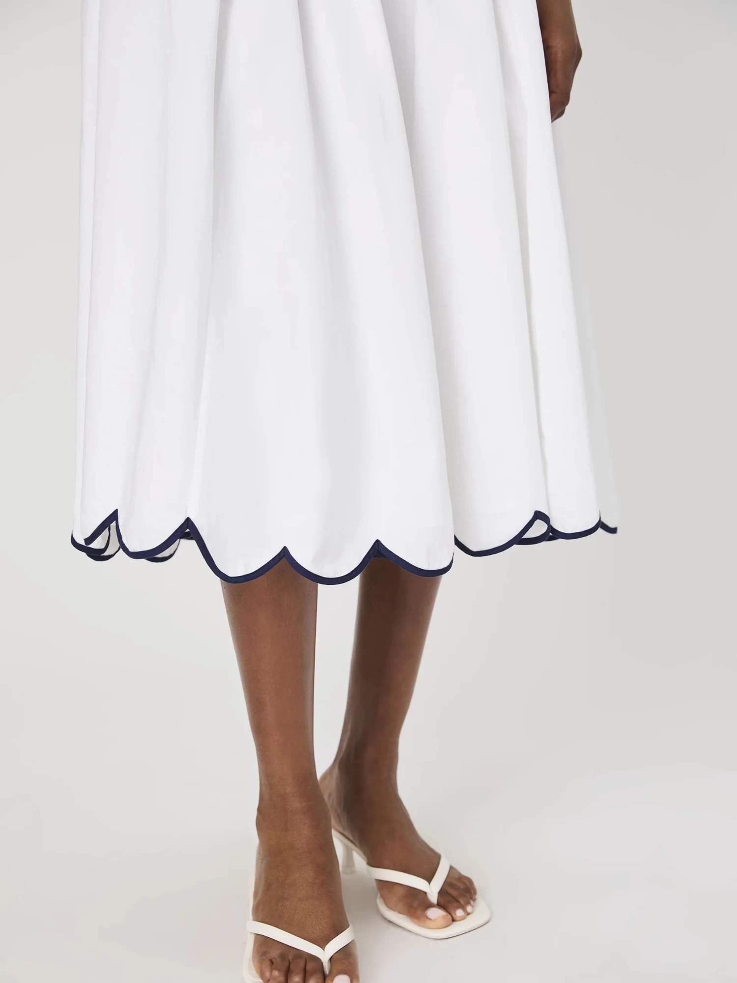 French Connection Alexis Cotton Scallop Midi Skirt In White - Image 4