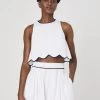 French Connection Alexis Cotton Scallop Top In White