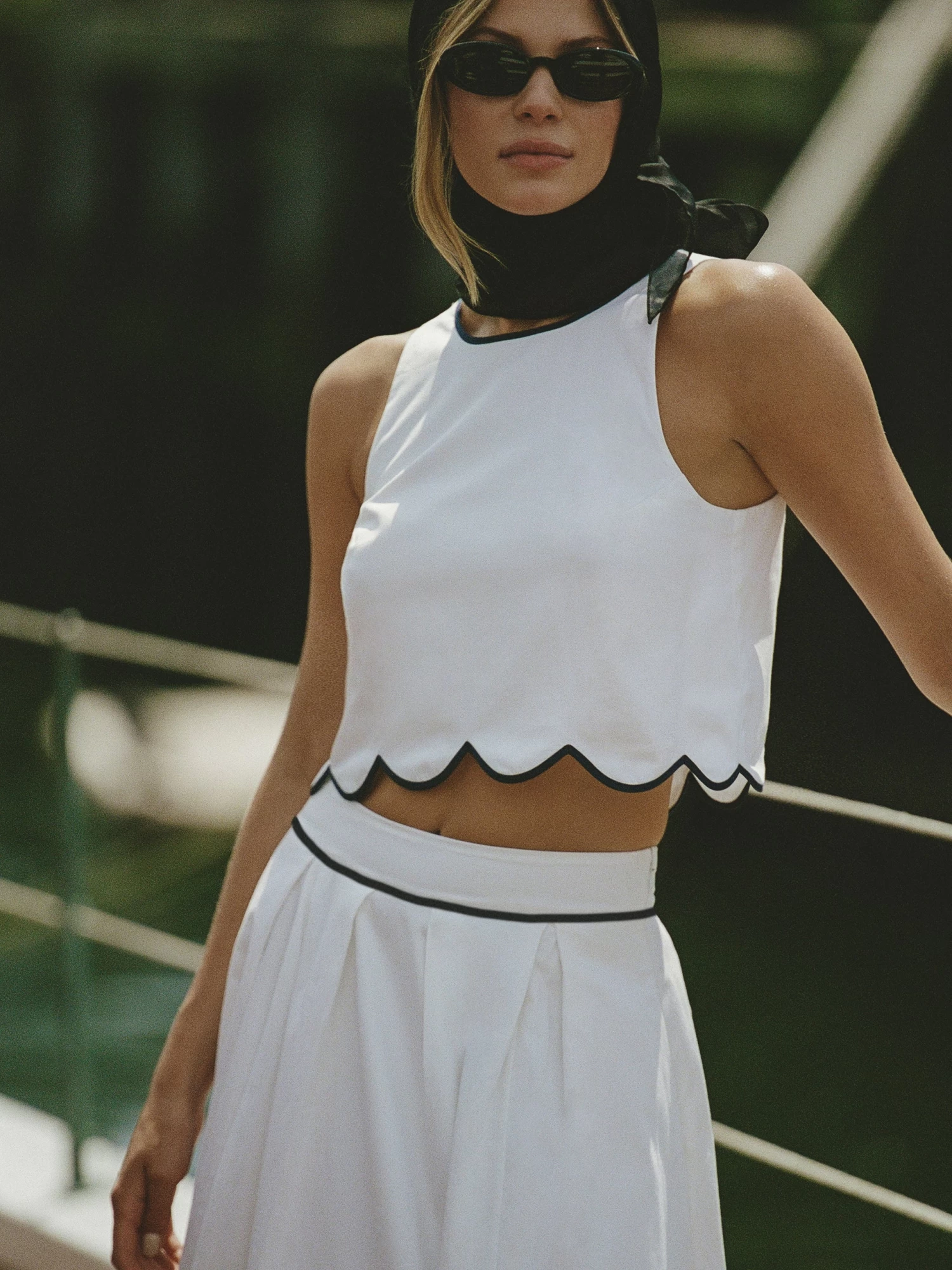 French Connection Alexis Cotton Scallop Top In White - Image 8