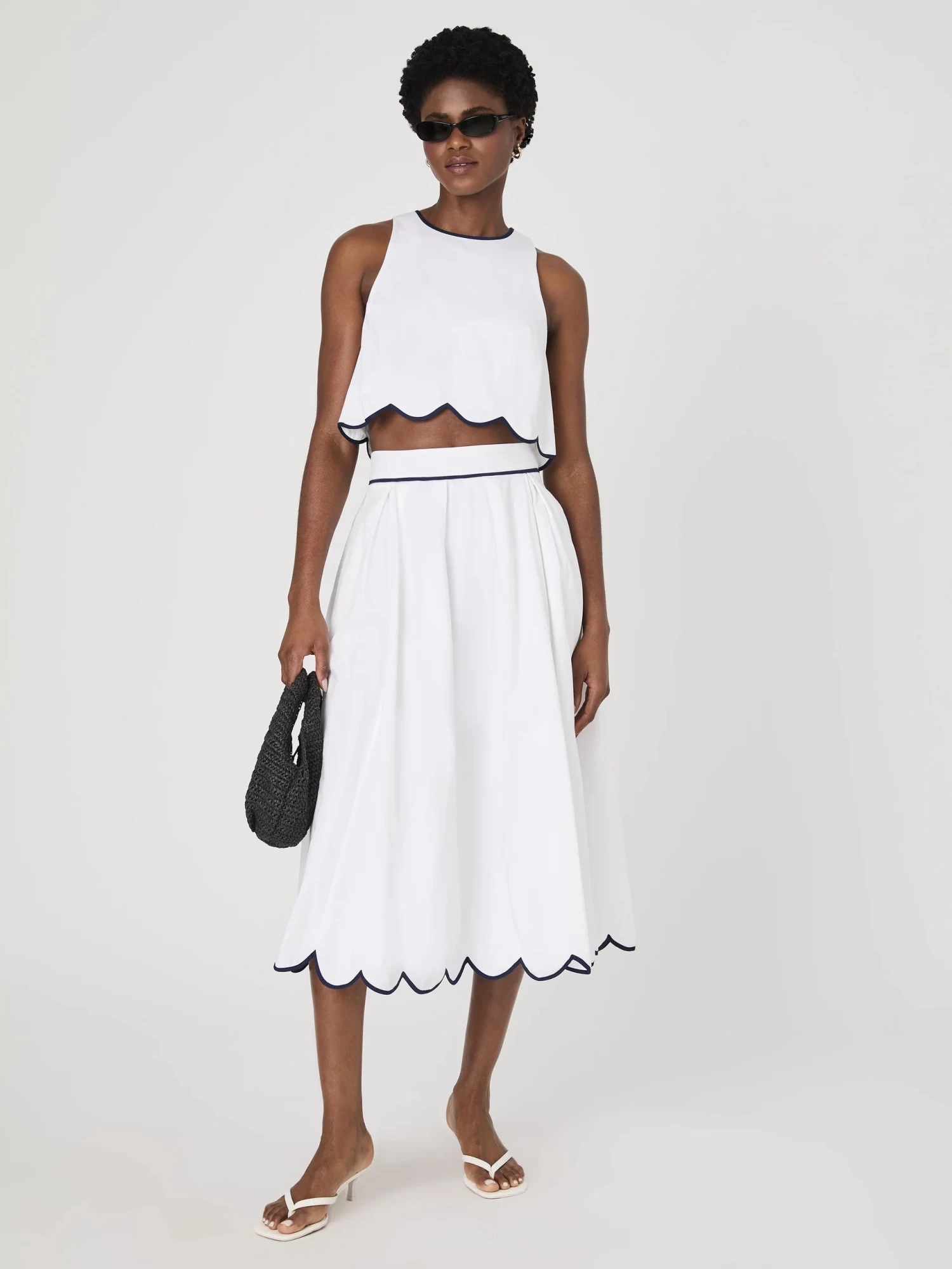 French Connection Alexis Cotton Scallop Top In White - Image 3