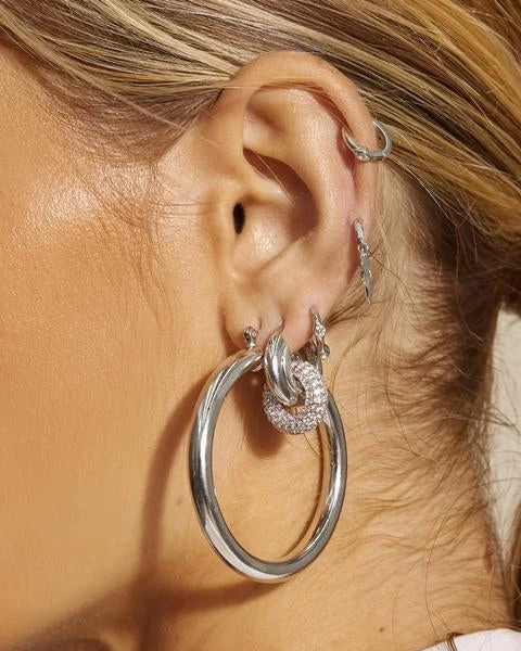 Luv AJ Amalfi Tube Hoops In Silver - Image 4