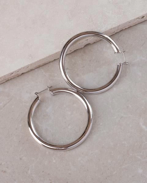 Luv AJ Amalfi Tube Hoops In Silver