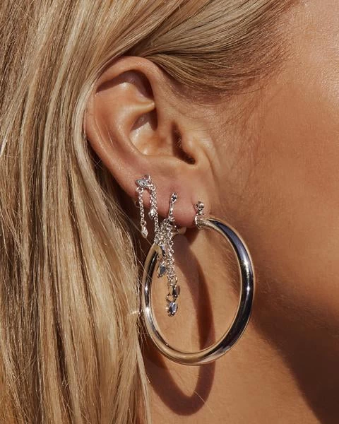 Luv AJ Amalfi Tube Hoops In Silver - Image 2