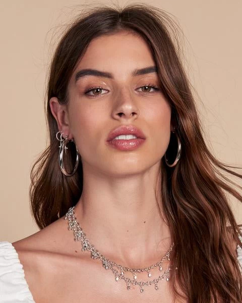 Luv AJ Amalfi Tube Hoops In Silver - Image 6