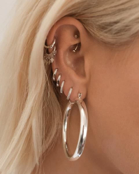 Luv AJ Amalfi Tube Hoops In Silver - Image 5