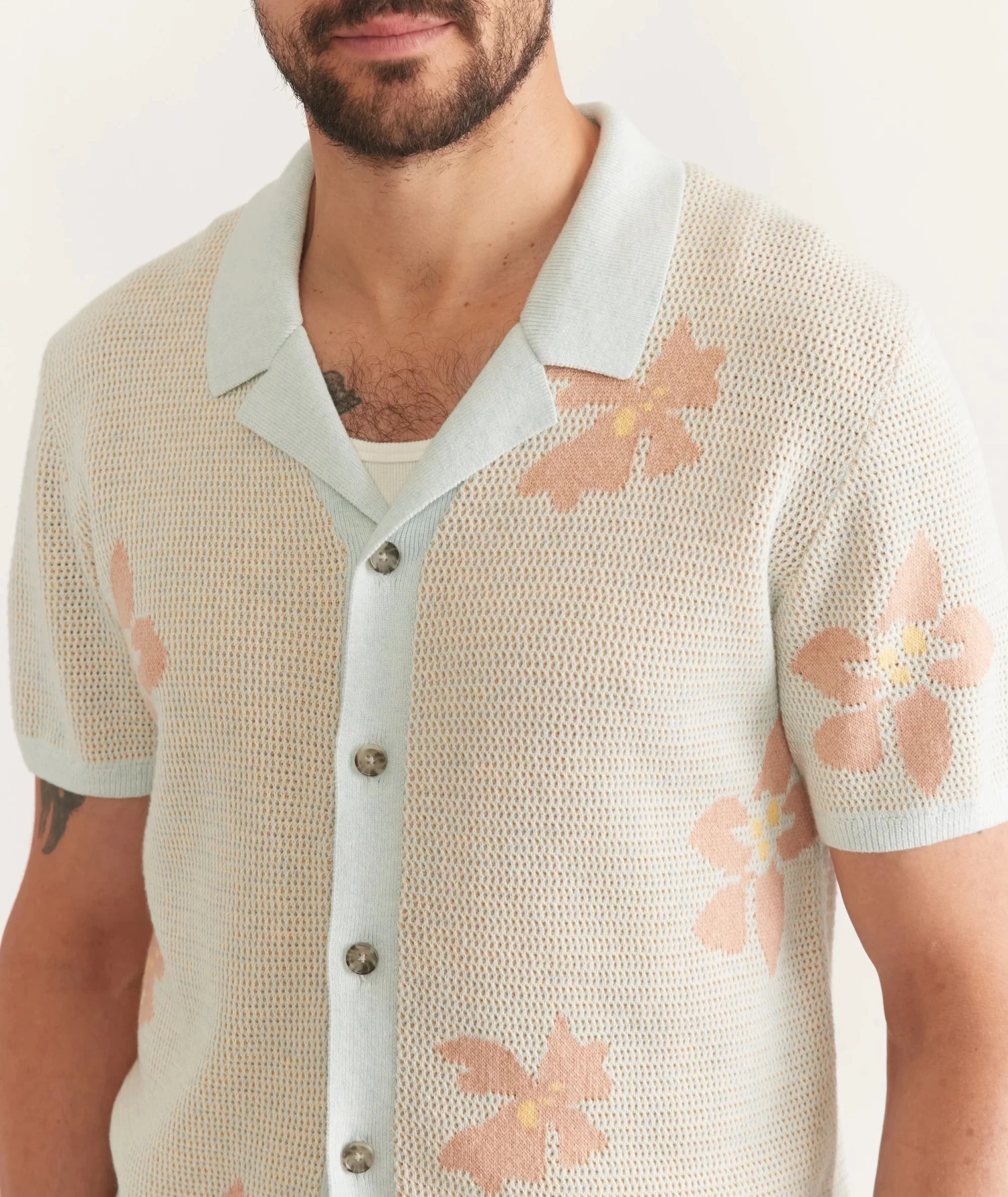 Marine Layer Asher Sweater Resort Shirt In Light Aqua - Image 5