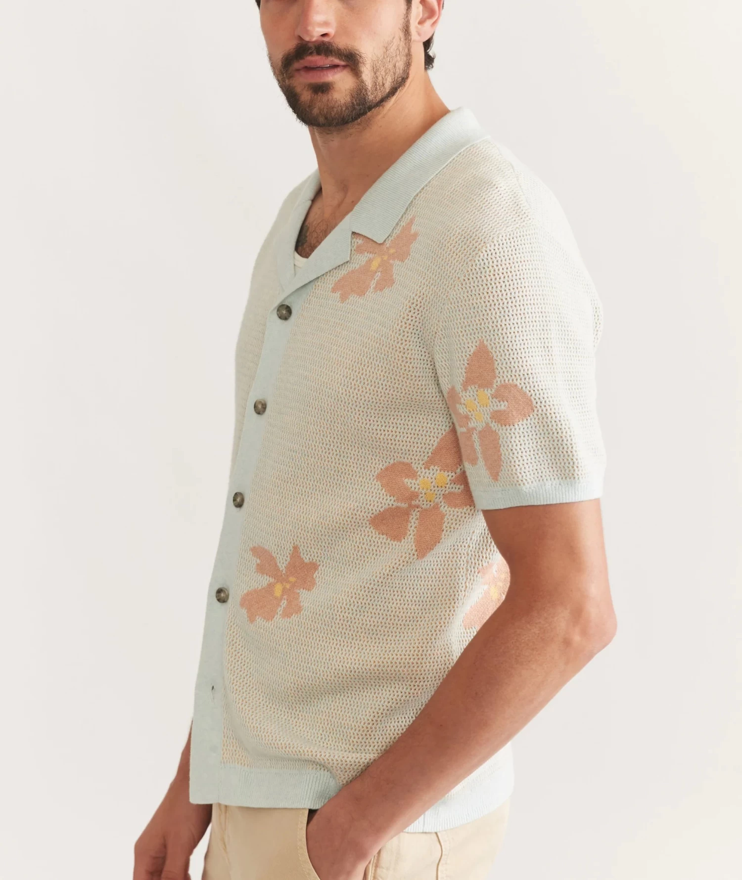 Marine Layer Asher Sweater Resort Shirt In Light Aqua - Image 6