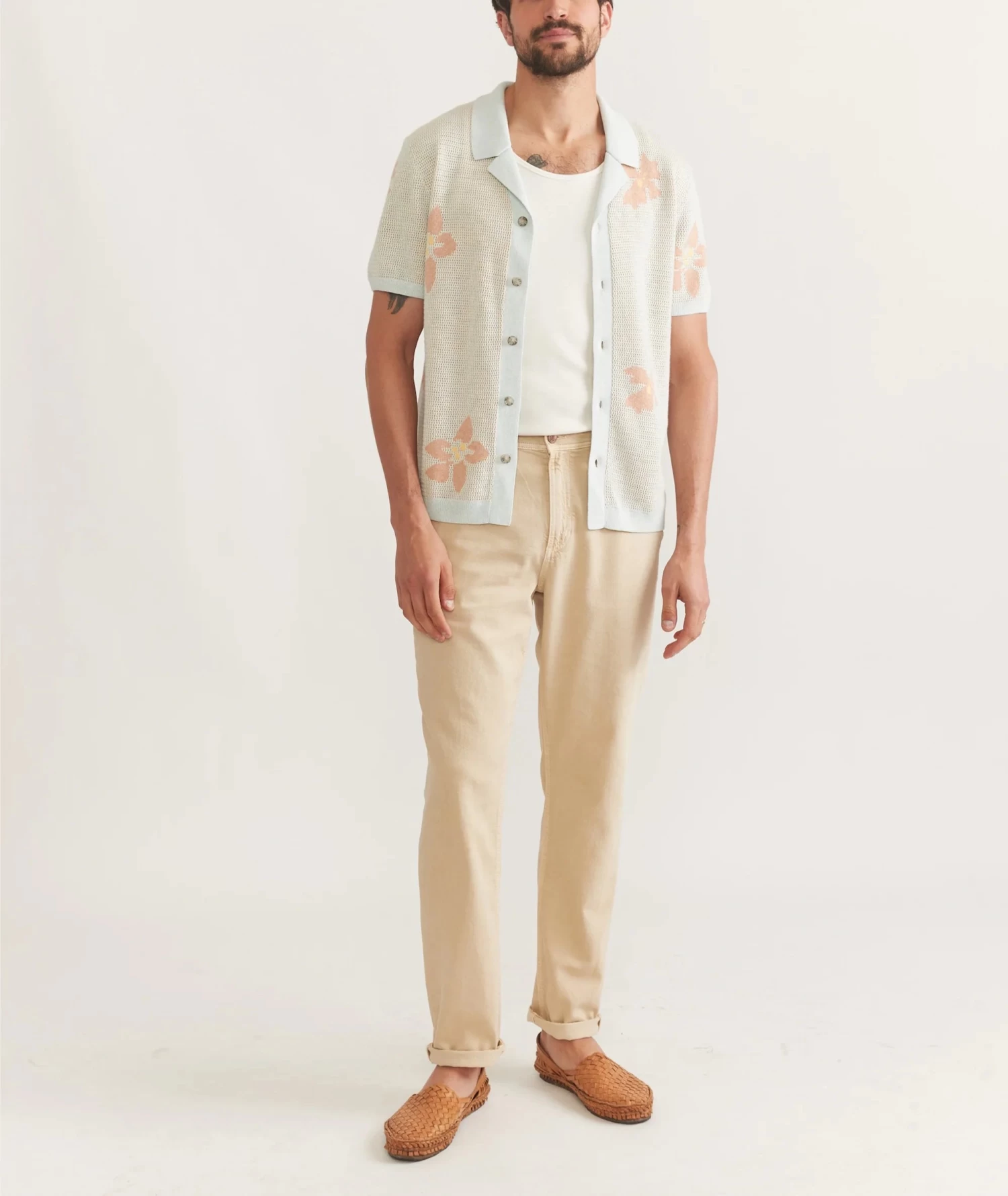 Marine Layer Asher Sweater Resort Shirt In Light Aqua - Image 8