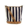Awning Stripe Bucket Canvas Bag In Navy