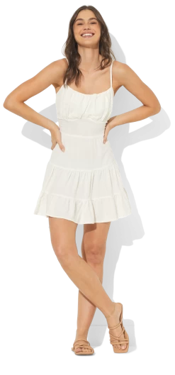 Linen Mini Dress In White