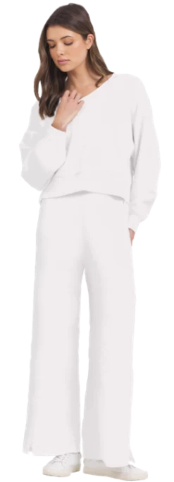Cloud Fleece Wide Leg With Slit In Eggshell