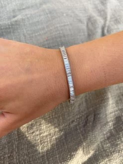 Baguette CZ Bangle In Silver