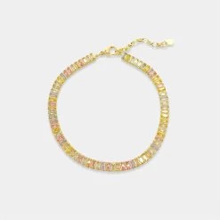Baguette Cut CZ Anklet In Gold