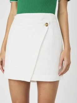 French Connection Birdie Linen Overlap Mini Skirt In Summer White
