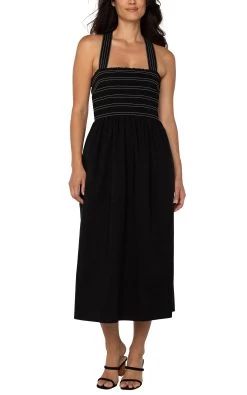 Black Sleeveless Midi Dress